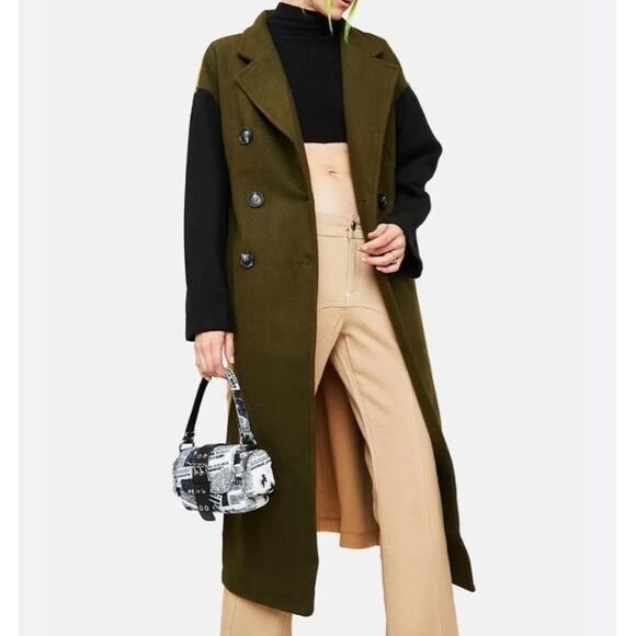 Dolls kill rehab lab womens medium large grunge colorblock trench coat nwt - Picture 7 of 7